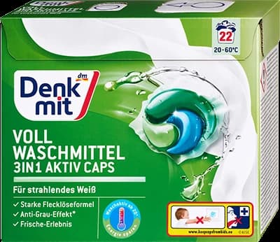 Denkmit Капсули для прання білих речей 3in1 Aktiv Caps 22шт